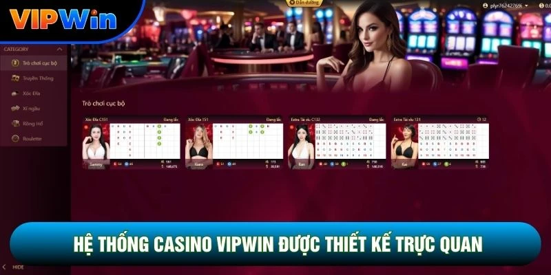 Hệ thống casino vipwin được thiết kế trực quan