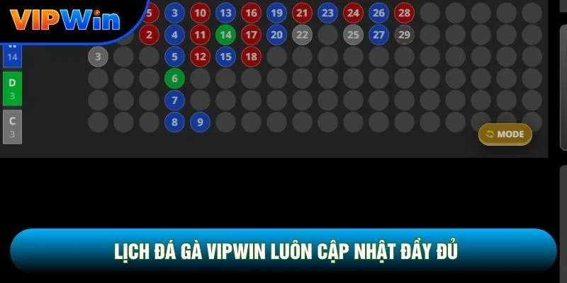 Lịch đá gà vipwin luôn cập nhật đầy đủ